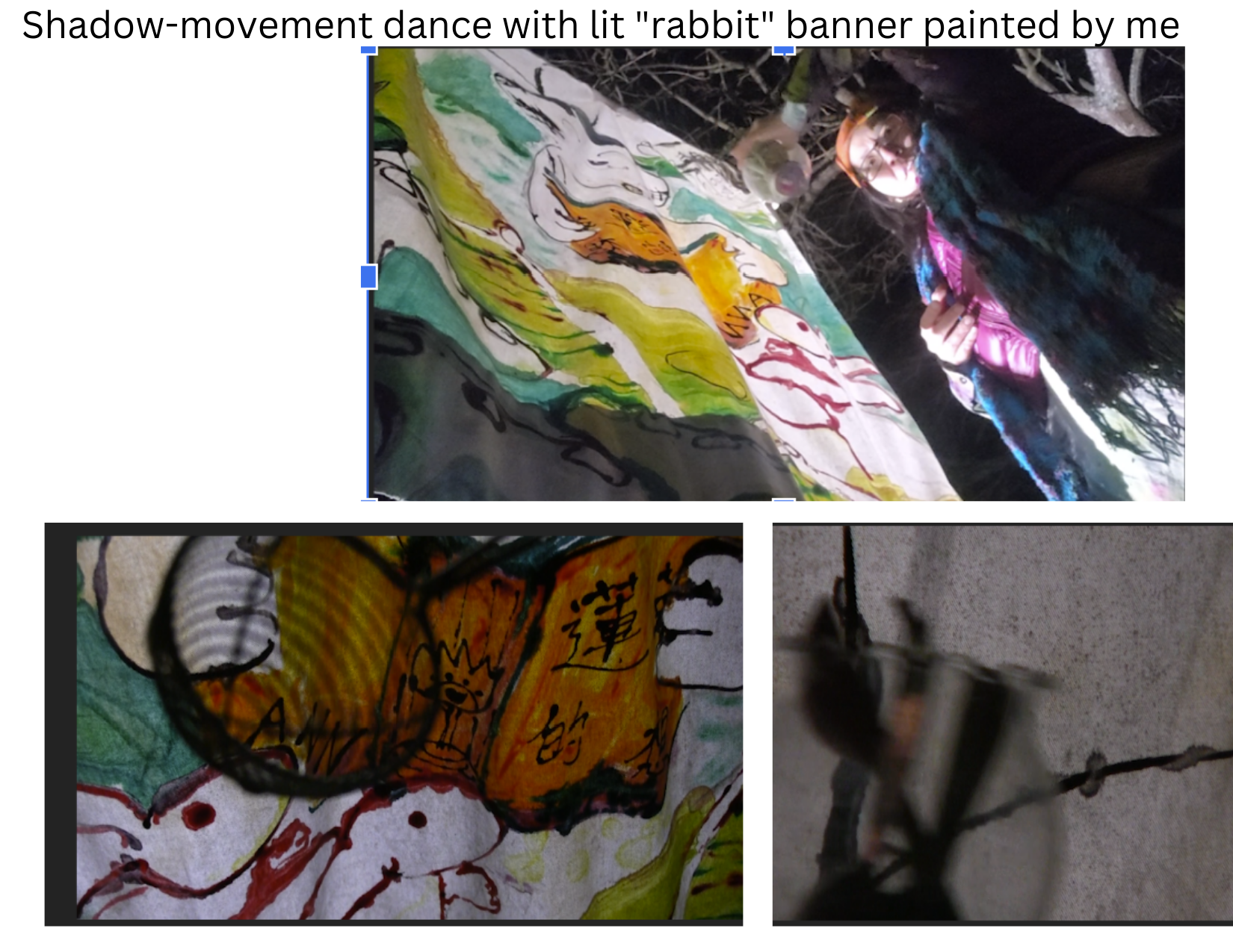 Large-scale painted fabric banner